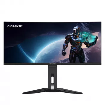 GIGABYTE MO34WQC2 34-tolline OLED WQHD kumer mängumonitor - 3440 x 1440, 240Hz, 0.03ms, KVM, 250 cd/m², FreeSync Premium Pro, DisplayHDR True Black 400, HDMI 2.1, Displayport 1.4