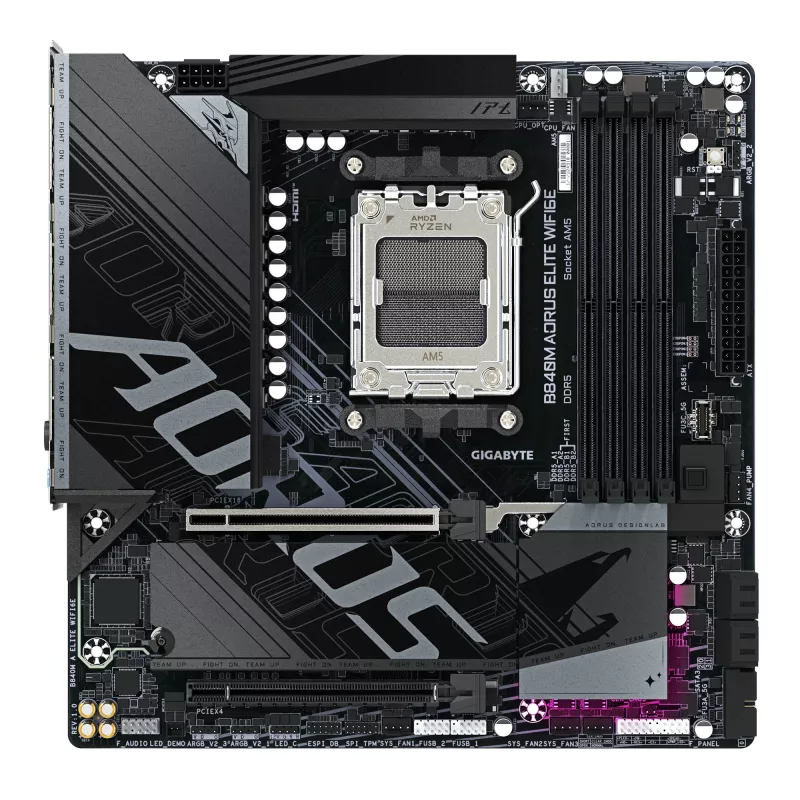 GIGABYTE B840M AORUS ELITE WIFI6E emaplaat - AMD Ryzen 9000 protsessoritele, 10+2+2 faasi VRM, kuni 8200MHz DDR5(O.C), 2xPCIe 4.0 M.2, Wi-Fi 6E, 2.5GbE LAN, USB 3.2 Gen 2