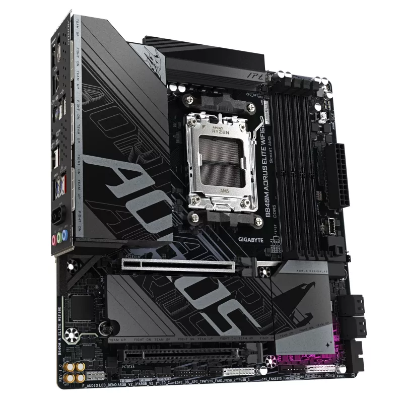 GIGABYTE B840M AORUS ELITE WIFI6E emaplaat - AMD Ryzen 9000 protsessoritele, 10+2+2 faasi VRM, kuni 8200MHz DDR5(O.C), 2xPCIe 4.0 M.2, Wi-Fi 6E, 2.5GbE LAN, USB 3.2 Gen 2