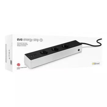 Pikendusjuhe Eve Energy Strip must valge 3 vahelduvvoolupesa 120-230 V 1,9 m