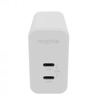 mophie Accessories-Wall Adapter-USB-C-PD-DUAL-67W-GAN-Valge-EU (2xUSBC)