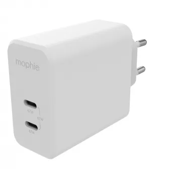 mophie Accessories-Wall Adapter-USB-C-PD-DUAL-67W-GAN-Valge-EU (2xUSBC)