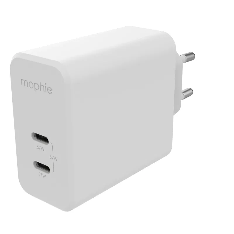 mophie Accessories-Wall Adapter-USB-C-PD-DUAL-67W-GAN-Valge-EU (2xUSBC)