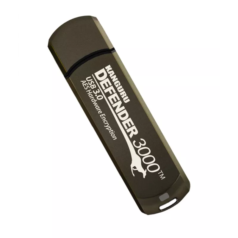 Kanguru Defender 3000™ SuperSpeed USB 3.0 | Turvaline Välkmälupulk | FIPS 140-3 Level 3 ootel, FIPS 140-2 Level 3 sertifitseeritud | AES-XTS 256-bitine riistvaraline krüptimine | TAA-le vastav |