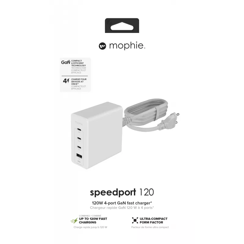 mophie Accessories-seinalaadija-USB-C-PD-HUB-120W-GAN-valge-EU(3xUSBC + 1xUSBA)