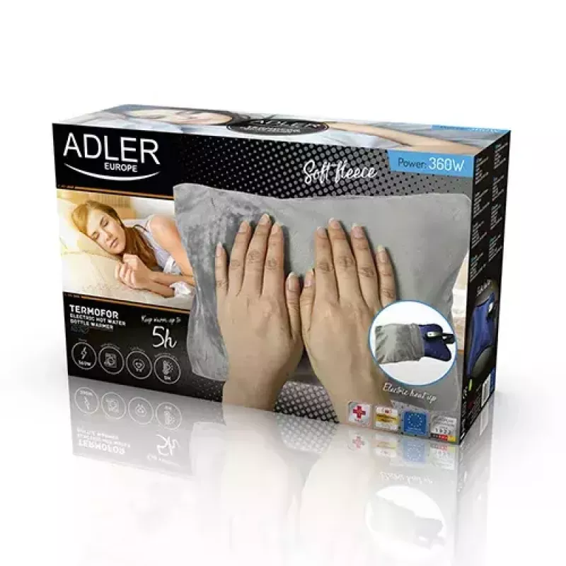 Elektriline soojenduspudel Adler AD 7427 — 360 W, sinine, 250×90×160 mm, eemaldatav kaabel
