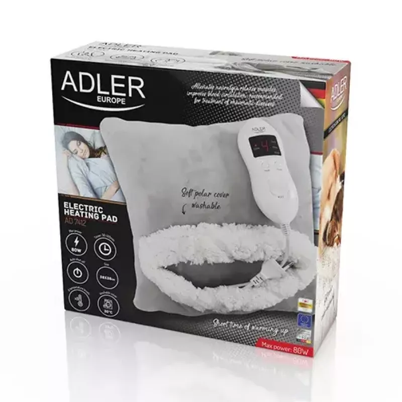 Elektritekk Adler AD 7412 — 1-inimese fliistekk, 80 W, 8 kuumutusastet, pestav, taimer, hall