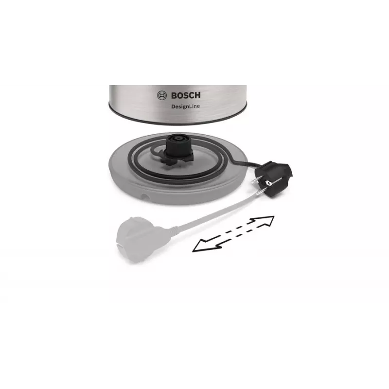 Bosch TWK3P420 elektriline veekeetja 1,7 L 2400 W Must, Roostevaba teras