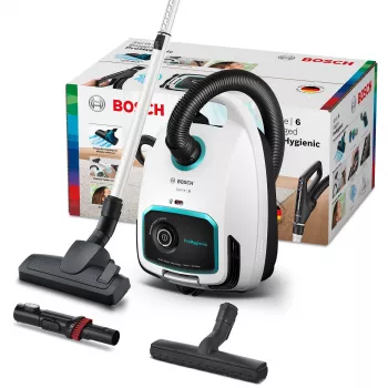 Bosch Serie 6 BGL6HYG1 ProHygienic silindertolmuimeja, kuivpuhastus, 600 W, tolmukott, 4 l, valge