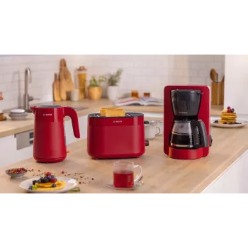 Röster Bosch TAT2M124 — 2 viilu 950 W, punane, saia tsentreerimine, sulatus, tõstuk