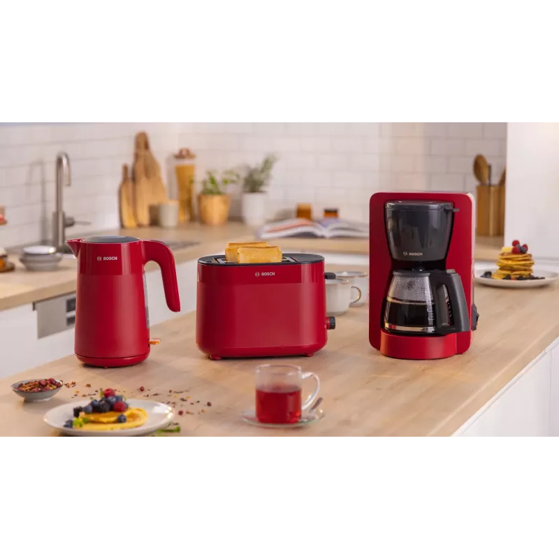 Röster Bosch TAT2M124 — 2 viilu 950 W, punane, saia tsentreerimine, sulatus, tõstuk