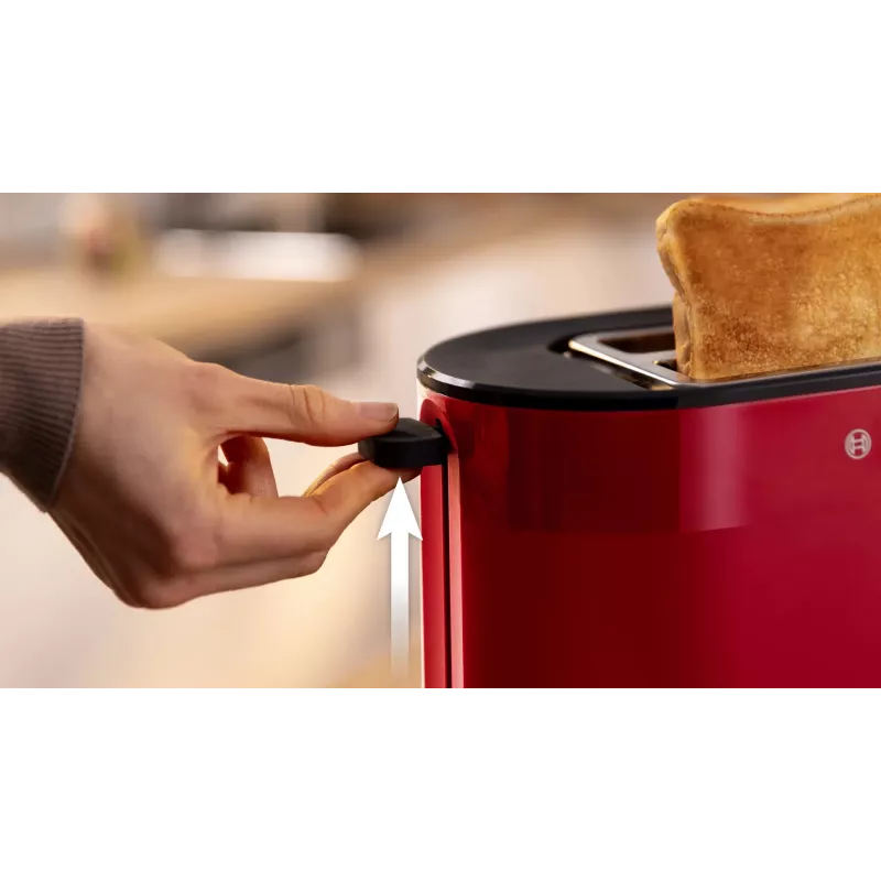 Röster Bosch TAT2M124 — 2 viilu 950 W, punane, saia tsentreerimine, sulatus, tõstuk