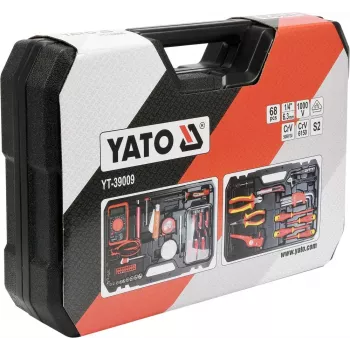 Mehaanikariistakomplekt Yato YT-39009 — 68-osaline komplekt, 1/4-tolline ajam, must kohver