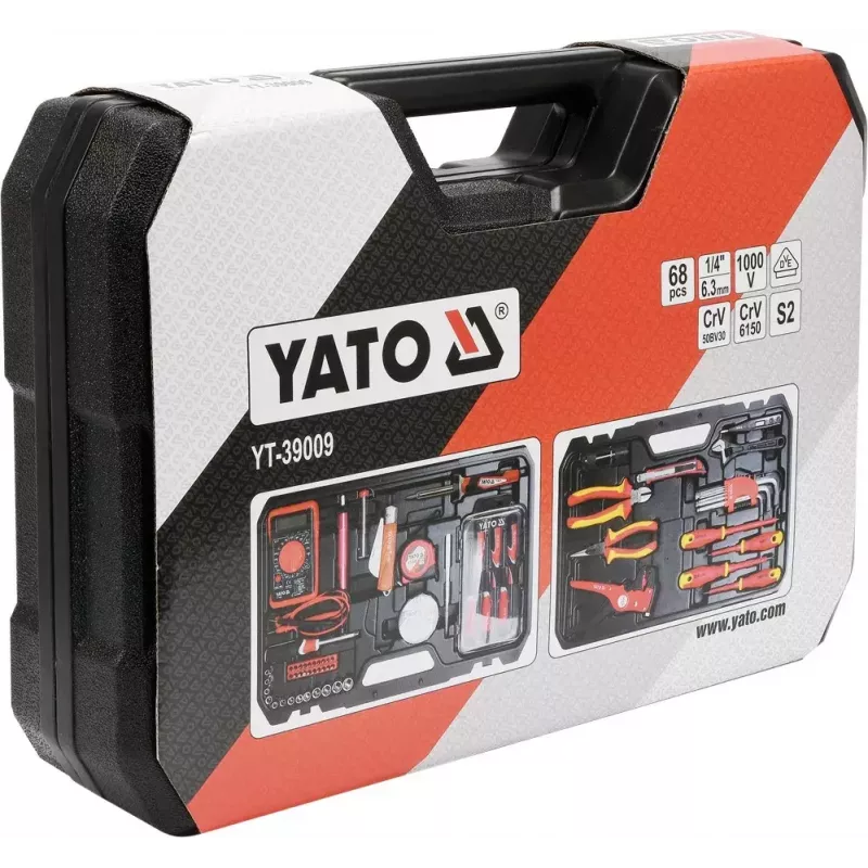 Mehaanikariistakomplekt Yato YT-39009 — 68-osaline komplekt, 1/4-tolline ajam, must kohver