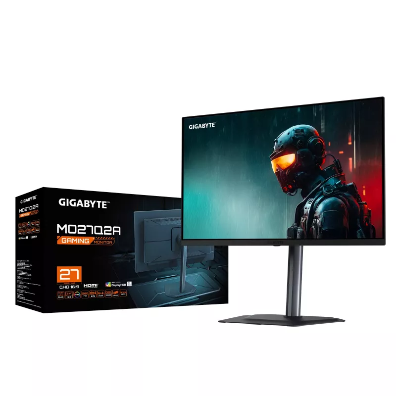 GIGABYTE MO27Q2A 27” OLED 2K QHD mängumonitor - 2560 x 1440, 280Hz, 0.03ms, 250 cd/m², FreeSync Premium Pro, DisplayHDR True Black 400, HDMI 2.1, Displayport 1.4