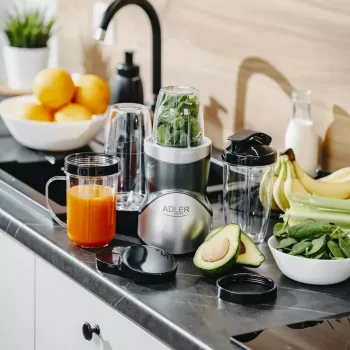 Lauapealne blender Adler AD 4084 Smoothie Set — 500 W (max 1200 W), 0,7 L klaaskann, eemaldatav kauss, must
