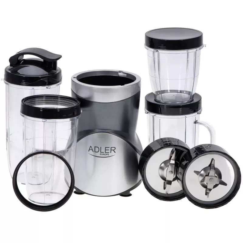 Lauapealne blender Adler AD 4084 Smoothie Set — 500 W (max 1200 W), 0,7 L klaaskann, eemaldatav kauss, must