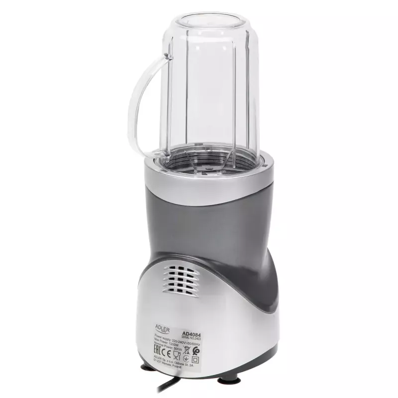 Lauapealne blender Adler AD 4084 Smoothie Set — 500 W (max 1200 W), 0,7 L klaaskann, eemaldatav kauss, must