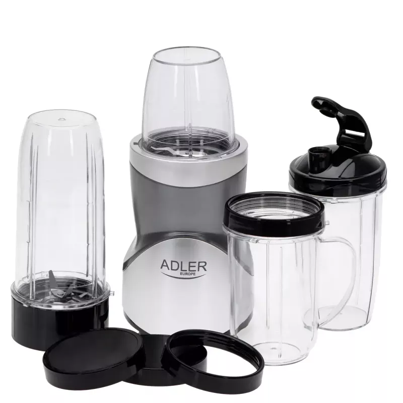 Lauapealne blender Adler AD 4084 Smoothie Set — 500 W (max 1200 W), 0,7 L klaaskann, eemaldatav kauss, must