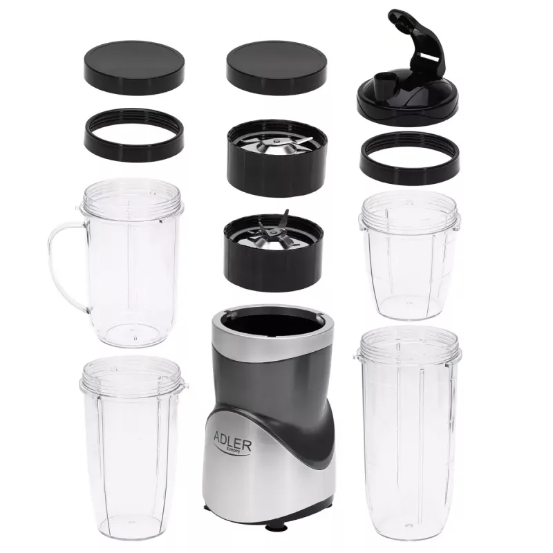 Lauapealne blender Adler AD 4084 Smoothie Set — 500 W (max 1200 W), 0,7 L klaaskann, eemaldatav kauss, must