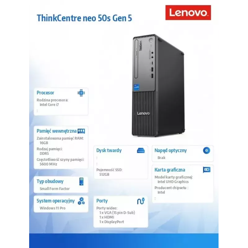 Lenovo ThinkCentre neo 50s Gen 5 Intel® Core™ i7 i7-14700 16 GB DDR5-SDRAM 512 GB SSD Windows 11 Pro SFF PC Must, Hall