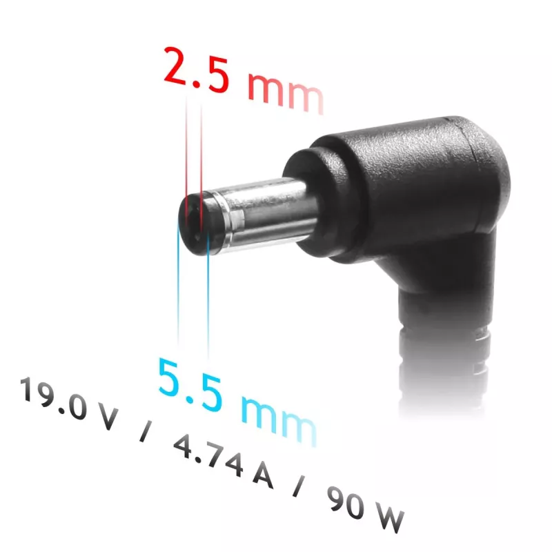 Toiteadapter Akyga AK-ND-10 90W 19V 4.74A AC-to-DC sülearvuti laadija, 1,2 m kaabel, must