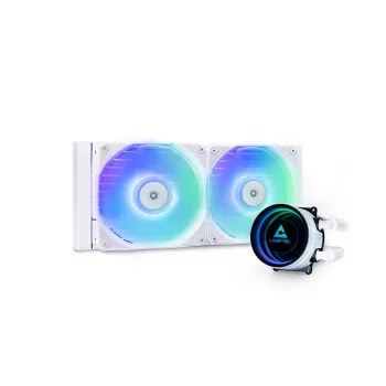Vedelikjahutus AIO CHIEFTEC ICEBERG 240-RGB-W — 240 mm radiaator, 2 × 120 mm RGB ventilaatorit, valge