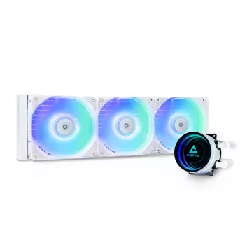 Universaalne vedelikjahuti CHIEFTEC CLC-360-RGB-W — 360 mm radiaator, 3x 120 mm RGB ventilaatorit, valge, 40 cm torud