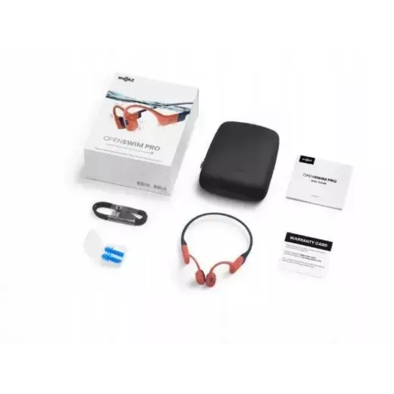 Luujuhtivusega kõrvaklapid Shokz OpenSwim Pro — binauraalsed, IP68 veekindel, Bluetooth 5.2, kuni 9 h kasutusaeg, kõrvakonksud, punane