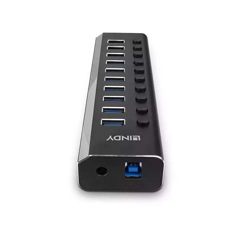 Lindy 10 pordiga USB 3.0 jaotur sisse-/väljalülititega