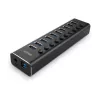 Lindy 10 pordiga USB 3.0 jaotur sisse-/väljalülititega