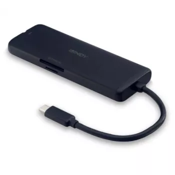 Lindy DST-Mini USB-C sülearvuti mini dokkimisjaam 4K toega ja 100W läbipääsu laadimisega