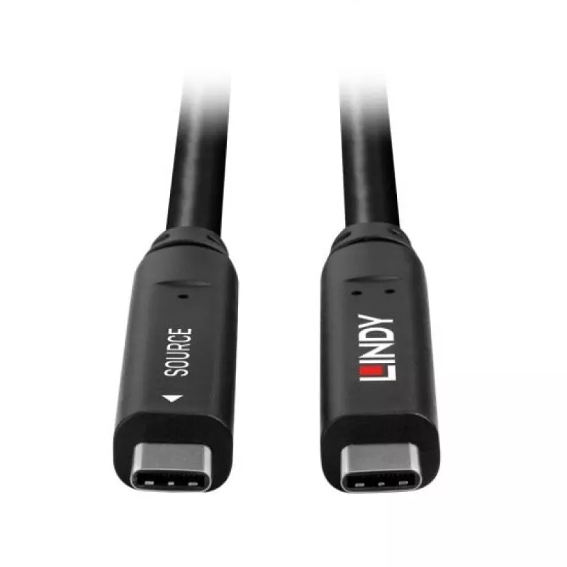 Lindy 10m USB 3.2 Gen 1 ja DP 1.4 Type C hübriidkaabel, 10 m, USB C, USB C, USB 3.2 Gen 1 (3.1 Gen 1), must