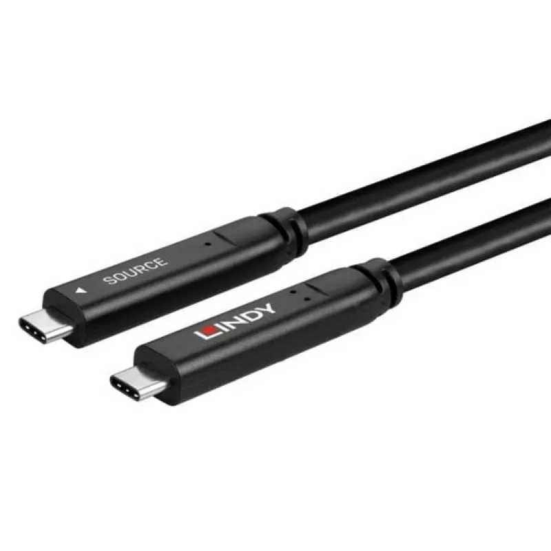 Lindy 10m USB 3.2 Gen 1 ja DP 1.4 Type C hübriidkaabel, 10 m, USB C, USB C, USB 3.2 Gen 1 (3.1 Gen 1), must