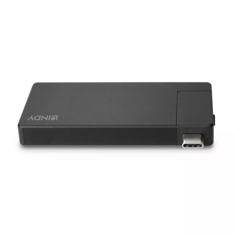 Lindy DST-Micro, USB-C sülearvuti mikro-dokkumisjaam 4K toega ja 100 W läbiva laadimisega