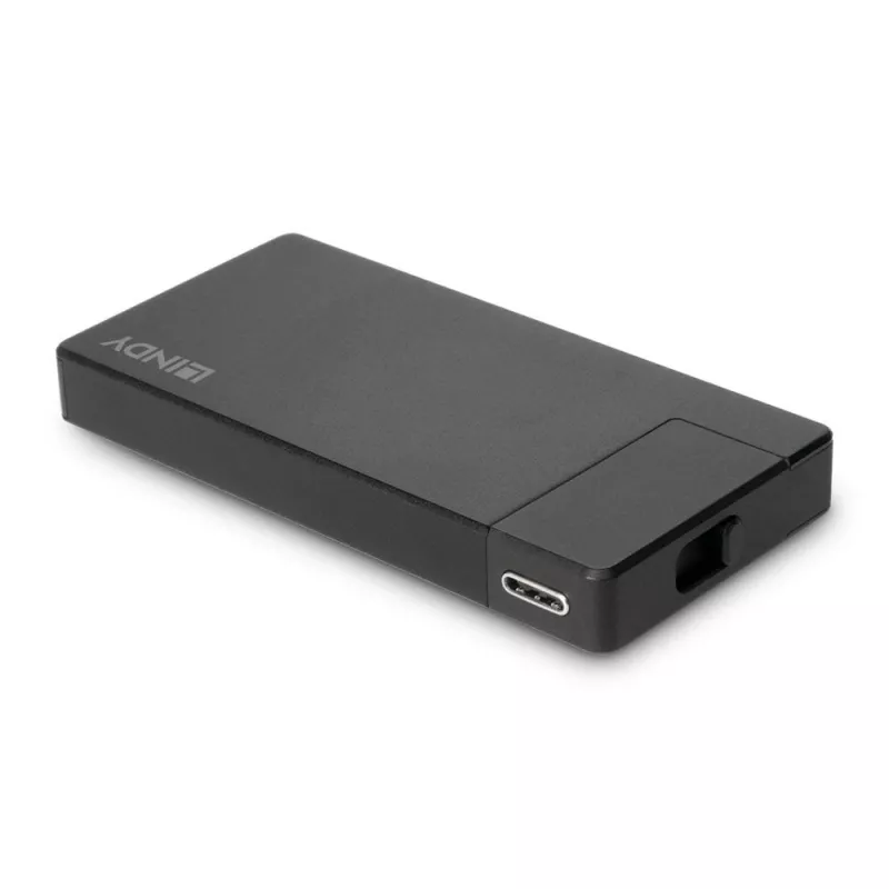 Lindy DST-Micro, USB-C sülearvuti mikro-dokkumisjaam 4K toega ja 100 W läbiva laadimisega