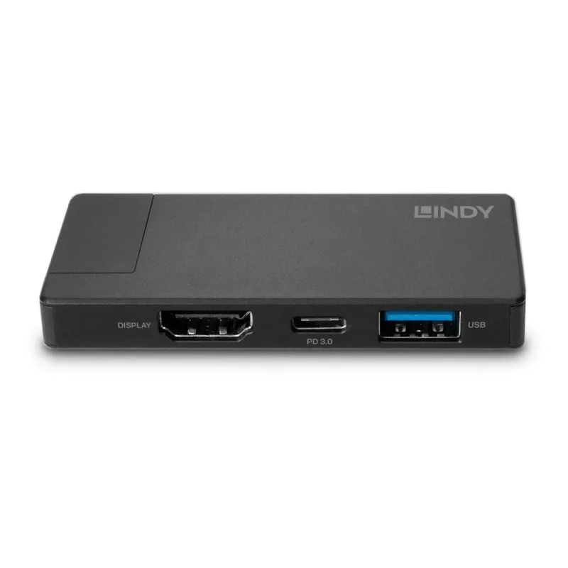 Lindy DST-Micro, USB-C sülearvuti mikro-dokkumisjaam 4K toega ja 100 W läbiva laadimisega
