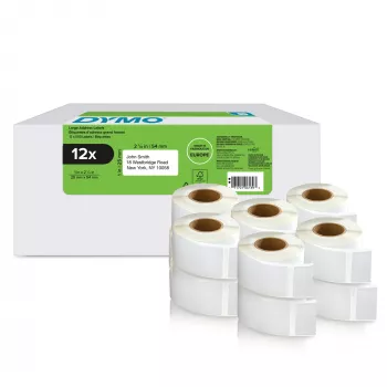 DYMO autentsed LabelWriter tagastusaadressi sildid | 25 mm x 54 mm | isekleepuvad | 12 rulli 500 kergesti eemaldatava sildiga (6000 tk) | LabelWriter sildivalmistajatele | Valmistatud Euroopas