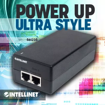 Intellinet Gigabit Ultra PoE+ injektor, 1 x 60 W port, ühildub IEEE 802.3bt ja IEEE 802.3at/af, plastikkorpus