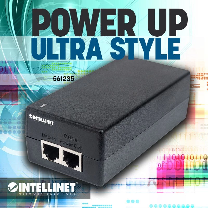 Intellinet Gigabit Ultra PoE+ injektor, 1 x 60 W port, ühildub IEEE 802.3bt ja IEEE 802.3at/af, plastikkorpus