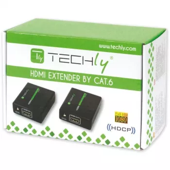 AV saatja ja vastuvõtja TECHLY IDATA EXT-E70 — HDMI pikendaja üle Cat6/6a/7 kaabli, Full HD 1920x1080, 60 m, 10,2 Gbit/s, HDCP, must