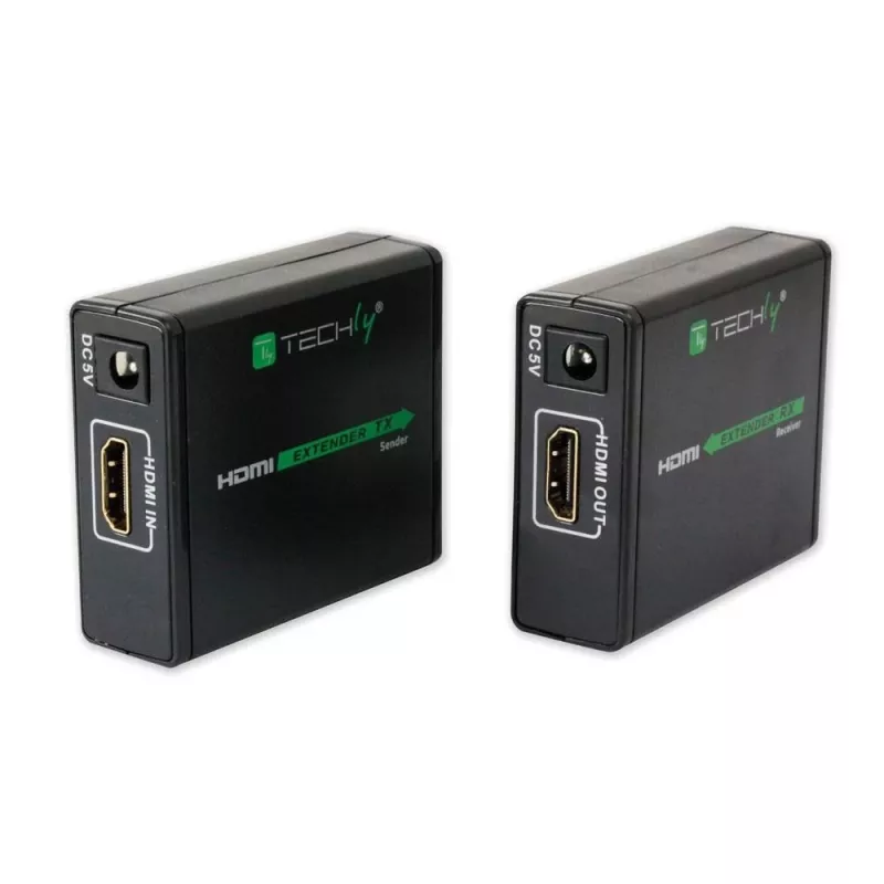 AV saatja ja vastuvõtja TECHLY IDATA EXT-E70 — HDMI pikendaja üle Cat6/6a/7 kaabli, Full HD 1920x1080, 60 m, 10,2 Gbit/s, HDCP, must