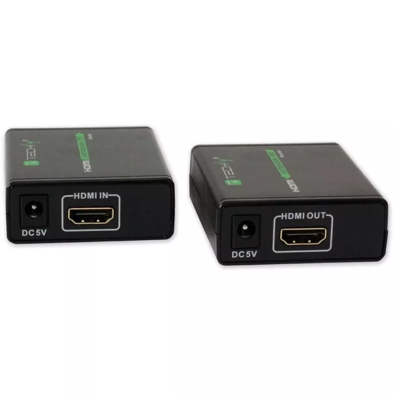 AV saatja ja vastuvõtja TECHLY IDATA EXT-E70 — HDMI pikendaja üle Cat6/6a/7 kaabli, Full HD 1920x1080, 60 m, 10,2 Gbit/s, HDCP, must