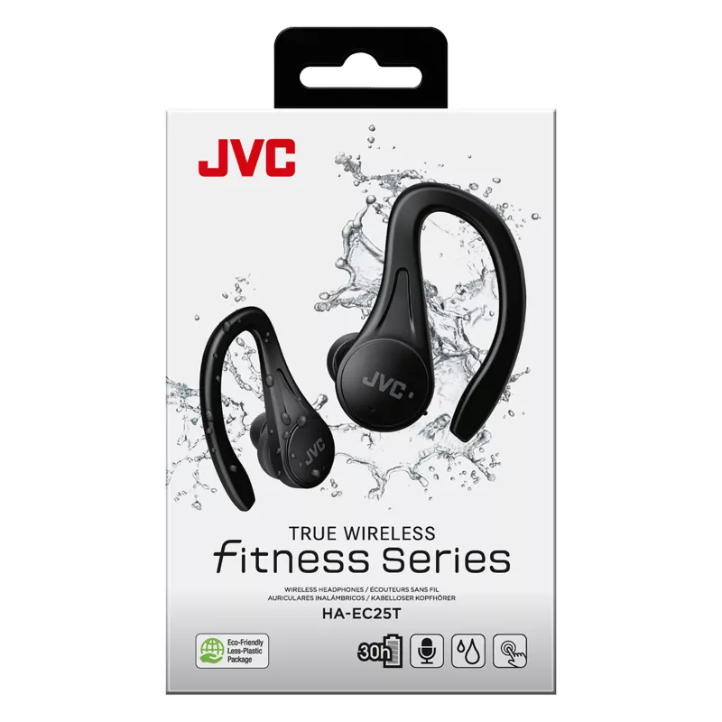 JVC Sports TWS Must, True Wireless Stereo (TWS), 20 - 20000 Hz, Kõned/Muusika, 6,8 g, Peakomplekt, Must