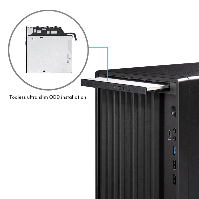 PC korpus CHIEFTEC BS-20B-OP Midi Tower, must, microATX/Mini-ITX, 2x 3,5 tolli, max GPU 27 cm, 1x 5,25 tolli sahtel, USB-C
