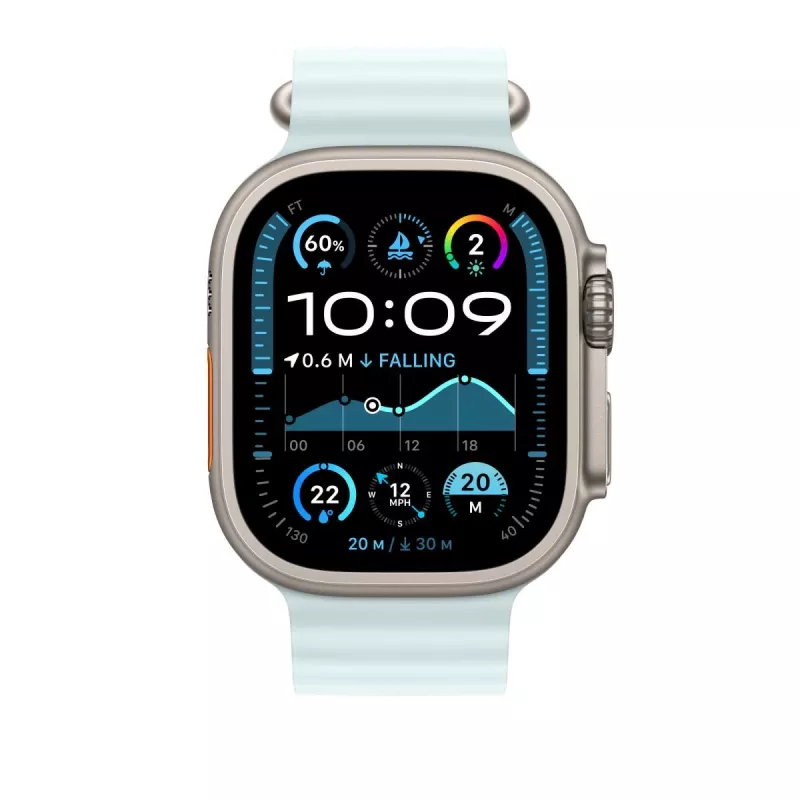 APPLE 49 mm Ice Sinine Ocean Bandi pikendus - Natural Titanium Finish