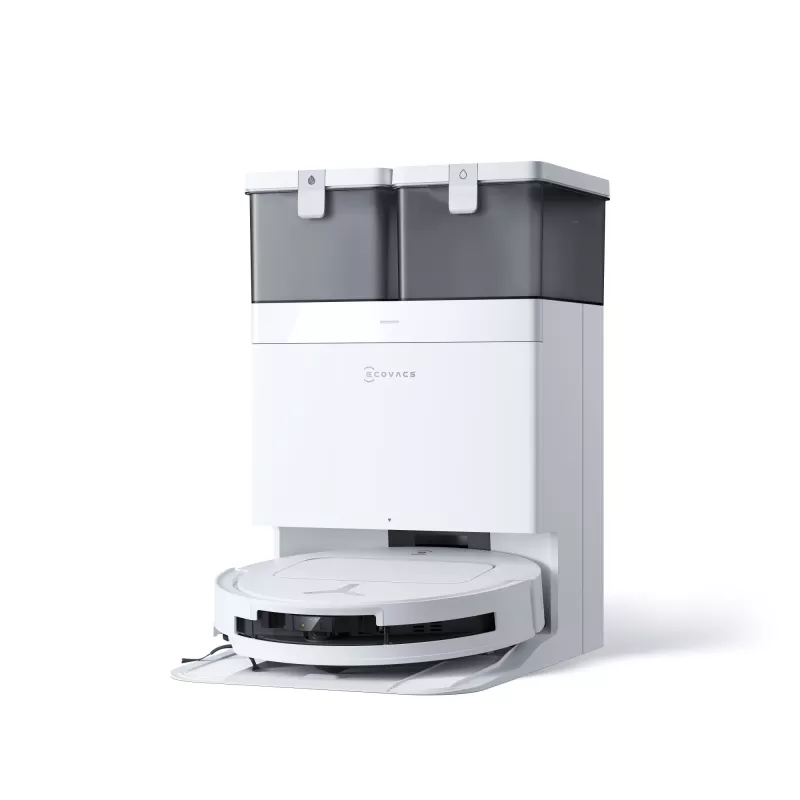 Robotolmuimeja Ecovacs Deebot T50 Pro Omni — 185 min tööaeg, 6400 mAh aku, 3 L baastolmu mahutavus, D-ToF lidar navigatsioon, märgpühkimine, 9 mm ületus