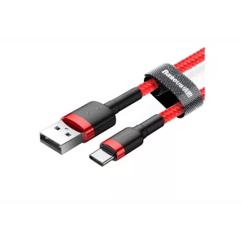 BASEUS põimitud Cafule kiirlaadimiskaabel – USB Type-A kuni USB-C 2A – 2m – Punane (Nailon)