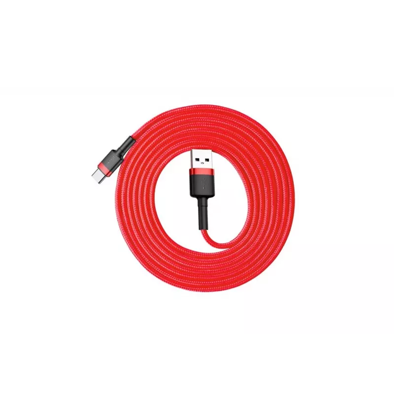 BASEUS põimitud Cafule kiirlaadimiskaabel – USB Type-A kuni USB-C 2A – 2m – Punane (Nailon)