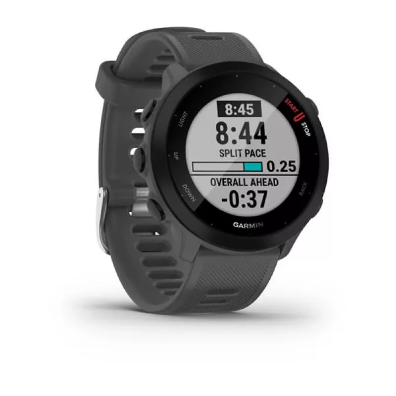Nutikell GARMIN Forerunner 55, ümmargune 42 mm korpus, hall, silikoonrihm, GPS/GLONASS/Galileo, 5 ATM veekindlus